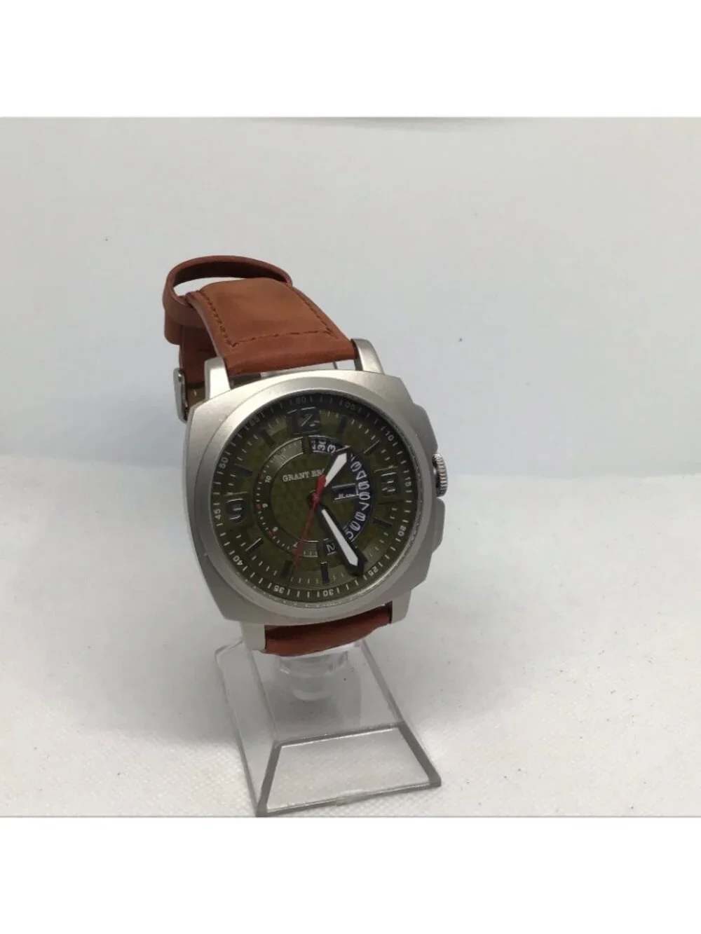 Grant Brown GB9414E Men's 45mm Stainless Steel Date Quartz Watch Clean Design